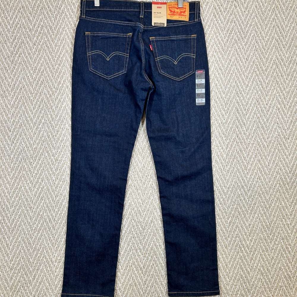 Levis 511 Jeans Mens 32x30 Blue Slim Fit Stretch Dark Indigo Denim Pants New